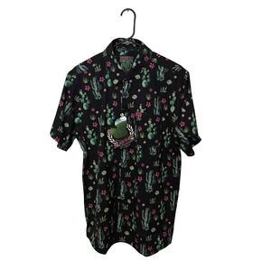 Dixxon Flannel Co The Prick Shirt Mens Medium Black Cactus Floral Party Stretch